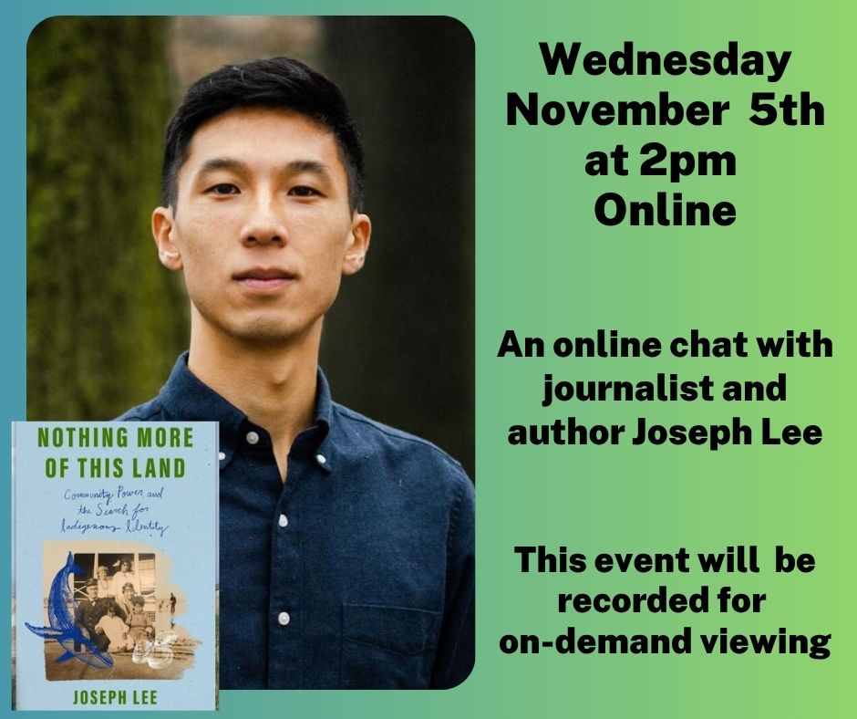 Chat with author Joseph Lee online Wednesday, November 5th at 2pm