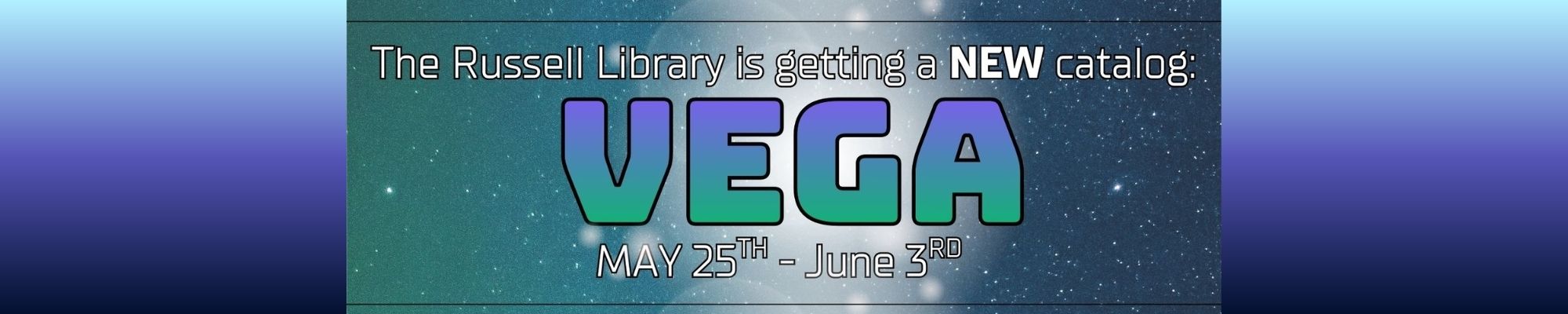 Russell Library is getting a new online catalog: Vega.